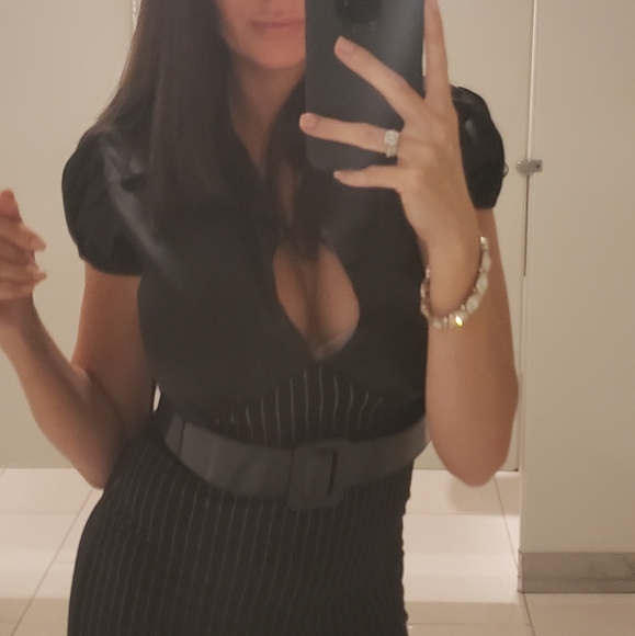 Sexy Pinstripe Pinup Vintage Pencil Dress - Picture 4 of 5
